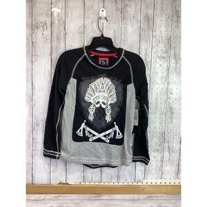 CR-24 Chrome Edge Shirt Black Indian Headdress Skull Facemask Long Sleeve 10/12